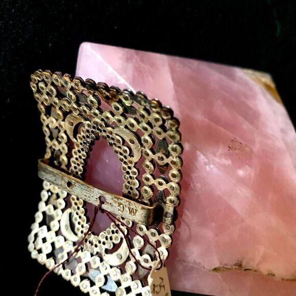 MG faceted Steel Buckle, Vintage, Stamped - Picture 5 of 5